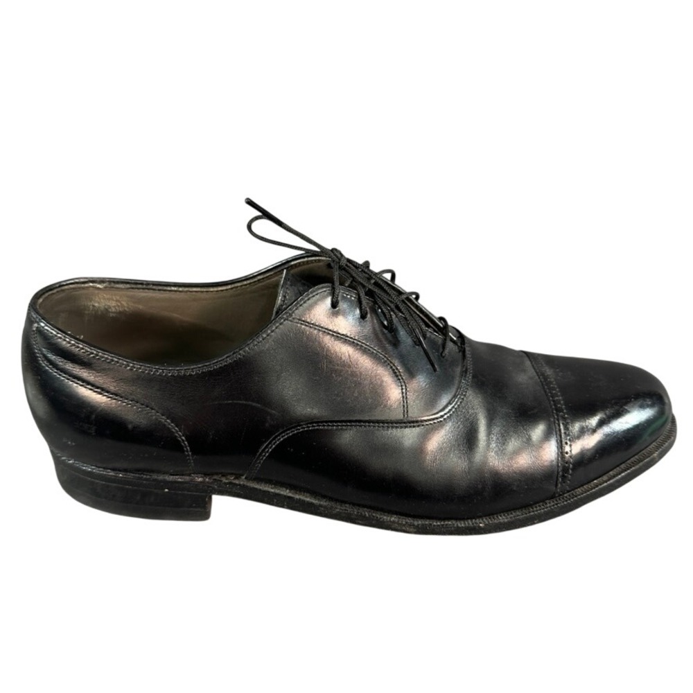 Classics by FootJoy Mens Black Leather Cap Toe Oxford Dress Shoes Lace Up 10.5